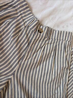Women’s Cream and Navy Striped Lightweight Pants